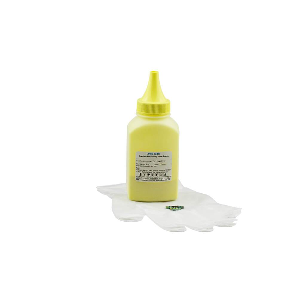 1 yellow toner refill kit for Lexmark CX310 CX410 CX510 with chip NA